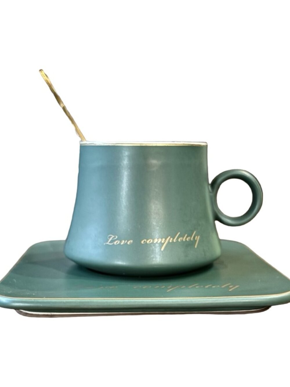 Green Sentiment Cup and Saucer